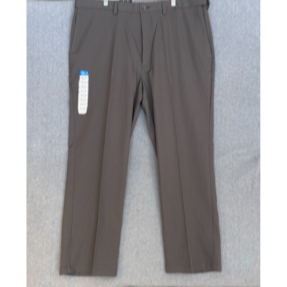 NEW! Haggar Dress Pants Mens 40x 30 Gray Stretch Classic Fit No Iron Flat Front